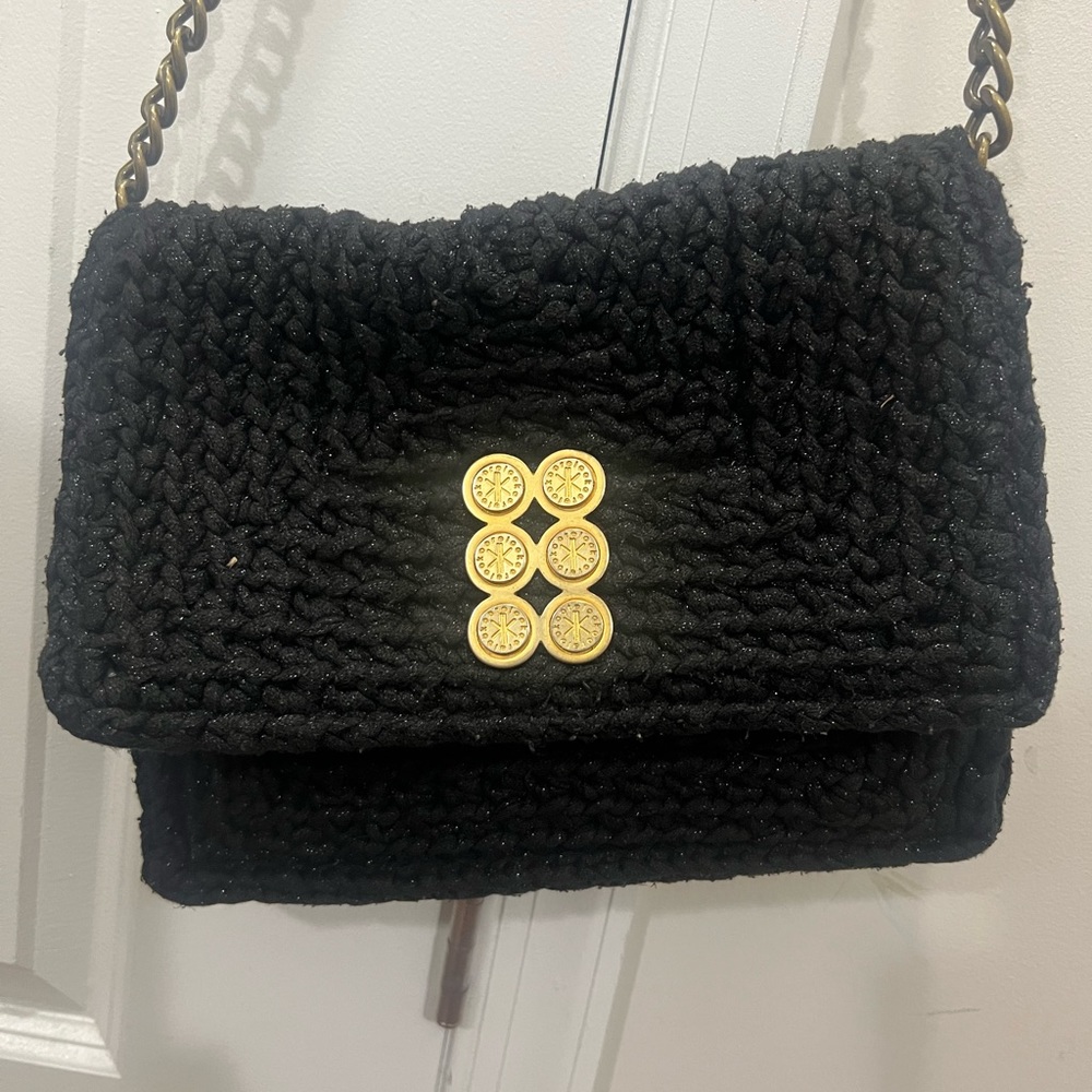 Kooreloo Black Crochet Flap Crossbody Bag $395 - Picture 3 of 10